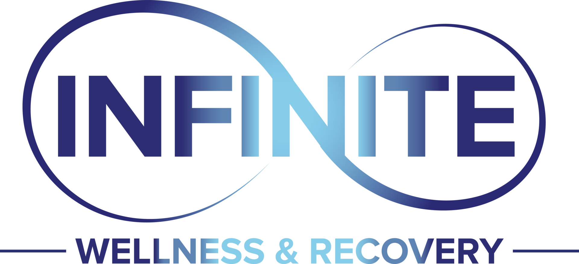 Infinite wellness and recovery logo in blue color